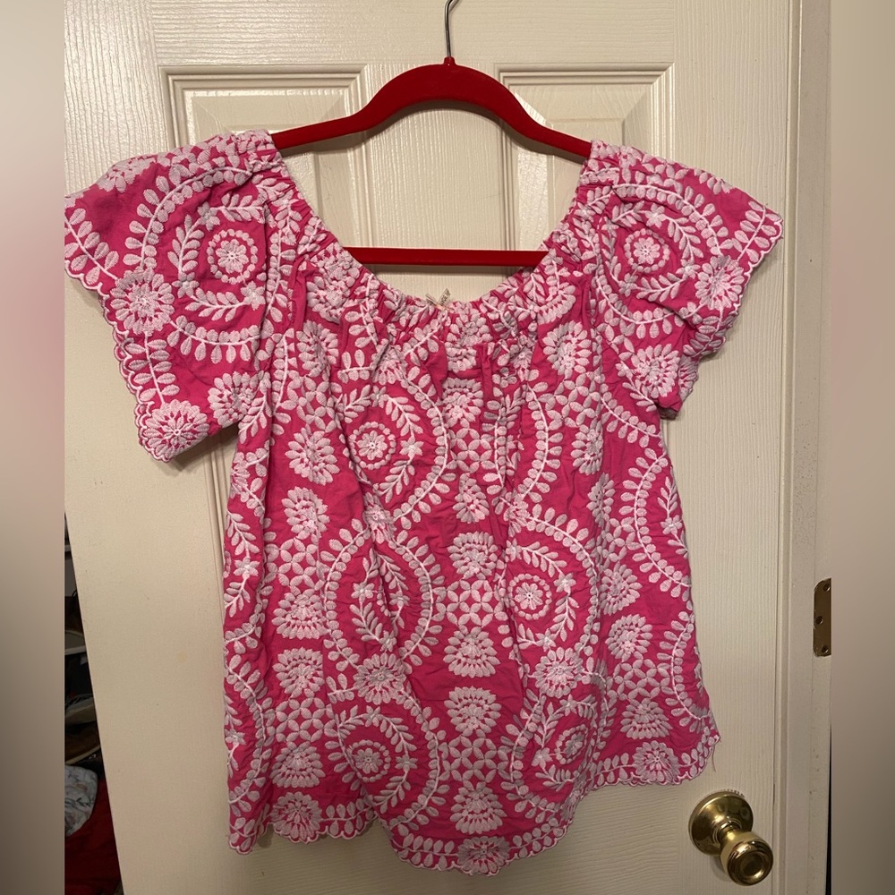 Pink and white blouse
